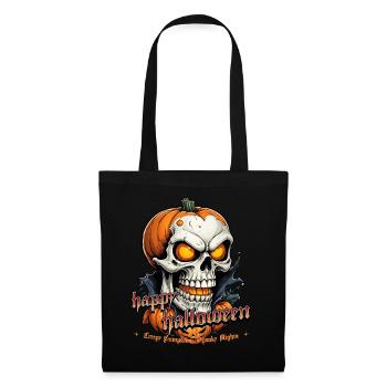 Halloween Crâne Citrouille Crâne Crâne Effrayant - Sac en tissu - noir - Devant