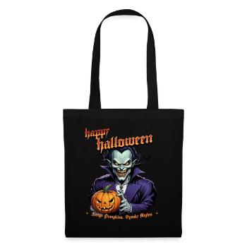 Vampire d’Halloween avec citrouille et chauves-souris - Sac en tissu - noir - Devant