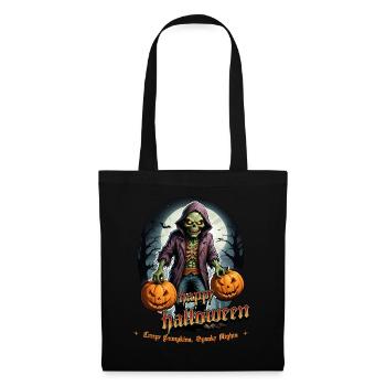Zombie Joyeux Halloween Citrouilles effrayantes - Sac en tissu - noir - Devant