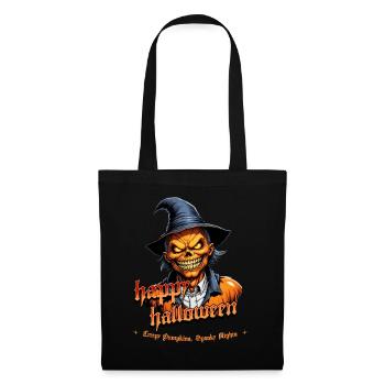 Halloween Pumpkin Head with Witch Hat - Tote Bag - black - Front