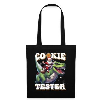 Weihnachtlicher Dino Trex Cookie Tester - Stoffbeutel - Schwarz - Vorne