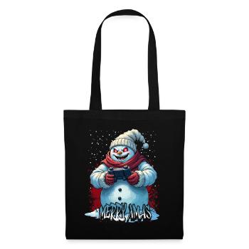Méchant Noël Gamer Bonhomme de neige Joyeux Noël - Sac en tissu - noir - Devant