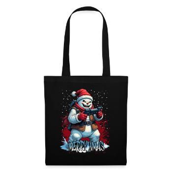Méchant Noël Gamer Bonhomme de neige Joyeux Noël - Sac en tissu - noir - Devant
