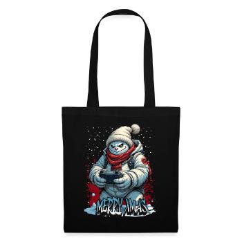 Méchant Noël Gamer Bonhomme de neige Joyeux Noël - Sac en tissu - noir - Devant