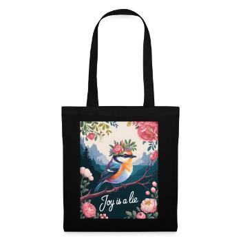 Floral Bird Joy Is a Lie Aesthetic Humor Design - Tote Bag - black - Front