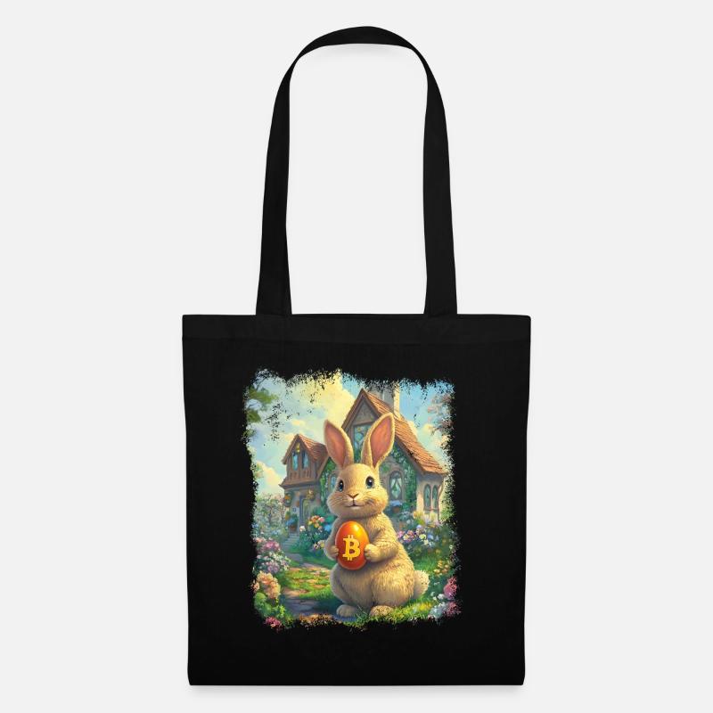 Bitcoin Ostern Rabbit Hole Osterhase Ei - Stoffbeutel - Schwarz