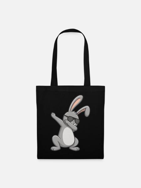 Osterhase Dab Ostern - Stoffbeutel - Schwarz