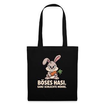 Böses Hasi – Ganz schlechte Möhre! Frecher Hase - Stoffbeutel - Schwarz - Vorne
