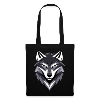 Wolf I Low Poly Art Logo Design - Stoffbeutel - Schwarz - Vorne
