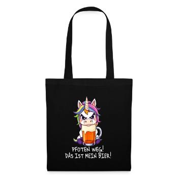 Bier Sprüche Einhorn - Pfoten weg mein Bier - Stoffbeutel - Schwarz - Vorne
