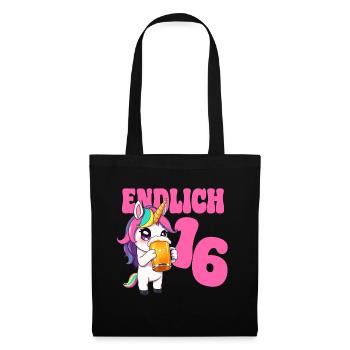 Bière Licorne Enfin 16 ans Anniversaire Alcool - Sac en tissu - noir - Devant