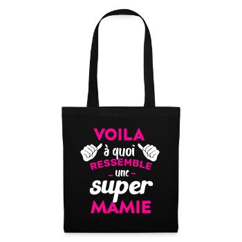 Super Mamie Cadeau Humour Personnalisé - Sac en tissu - noir - Devant