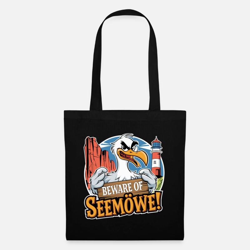 Beware of Seemöwe - Stoffbeutel - Schwarz