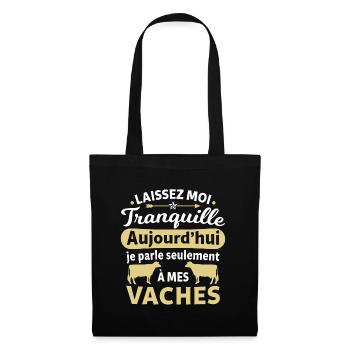 laissez moi tranquille je parle à mes vaches - Sac en tissu - noir - Devant