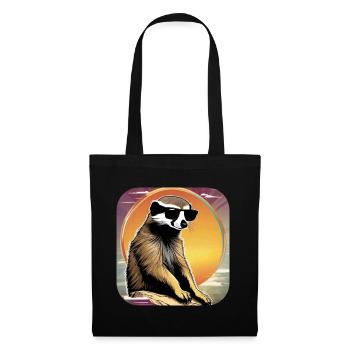 Cute meerkat with sunset - Tote Bag - black - Front