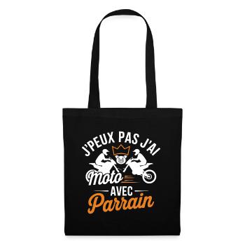 Motard avec Parrain - J'peux pas j'ai Moto - Sac en tissu - noir - Devant