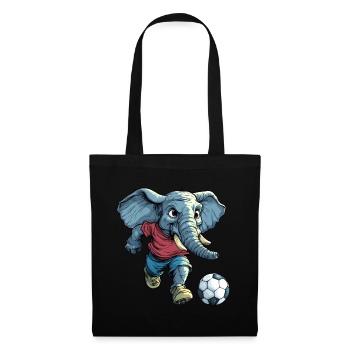 Fussball Elefanten - Stoffbeutel - Schwarz - Vorne