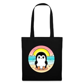 Pingouin de plage au coucher du soleil - Sac en tissu - noir - Devant