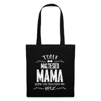 Amour de chien maltais maman maltaise coeur maman - Sac en tissu - noir - Devant