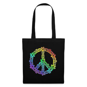 LGBT Regenbogen Peace - Stoffbeutel - Schwarz - Vorne