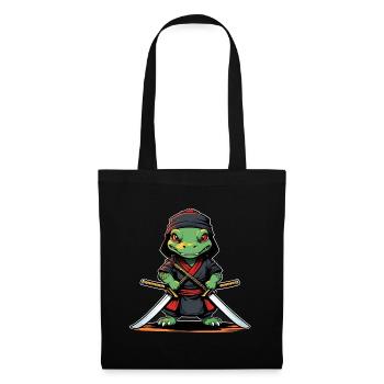 Ninja-Aligator #3 - Stoffbeutel - Schwarz - Vorne