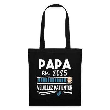 2025 Papa Bébé Naissance Père Cadeau Humour - Sac en tissu - noir - Devant