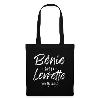 Bénie soit la levrette - cadeau humour adulte - Sac en tissu - noir - Devant