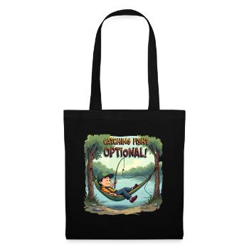 Attraper du poisson ? Optionnel! Chemise de pêche pêcheur - Sac en tissu - noir - Devant