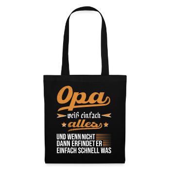 Opa Geschenkidee Opa weiß alles Spruch Großvater - Stoffbeutel - Schwarz - Vorne