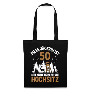 50. Geburtstag Jägerin 50 Jahre Jagd Hochsitz - Stoffbeutel - Schwarz - Vorne