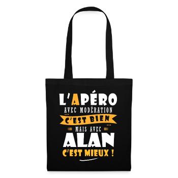 Alan Apero T shirt Humour personnalisé alan - Sac en tissu - noir - Devant
