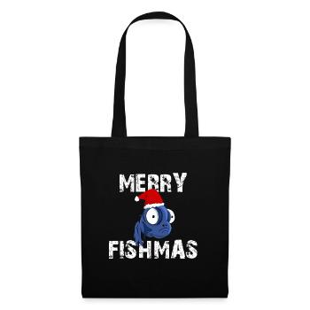 Merry Fishmas - Merry Christmas - - Stoffbeutel - Schwarz - Vorne