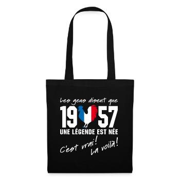 Né en 1957 - Coq aux couleurs françaises - Sac en tissu - noir - Devant
