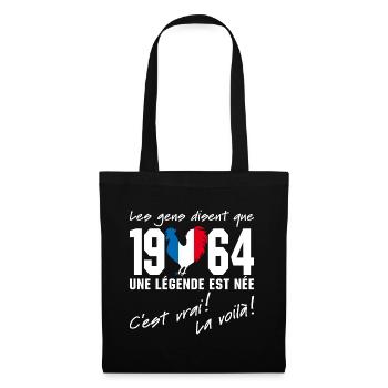 Né en 1964 - Coq aux couleurs françaises - Sac en tissu - noir - Devant