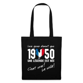 Né en 1950 - Coq aux couleurs françaises - Sac en tissu - noir - Devant