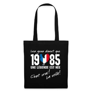 Né en 1985 - Coq aux couleurs françaises - Sac en tissu - noir - Devant