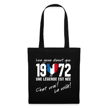 Né en 1972 - Coq aux couleurs françaises - Sac en tissu - noir - Devant