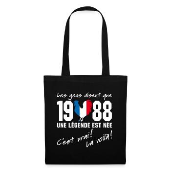 Né en 1988 - Coq aux couleurs françaises - Sac en tissu - noir - Devant