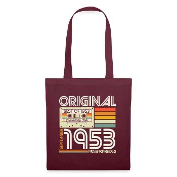 September 1953 Vintage Retro Birthday - Tote Bag - burgundy - Front