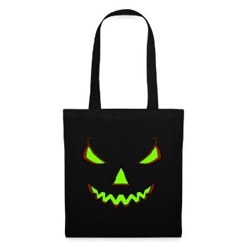 Halloween Kürbis Verkleidung Kostüm in grün lachen - Stoffbeutel - Schwarz - Vorne