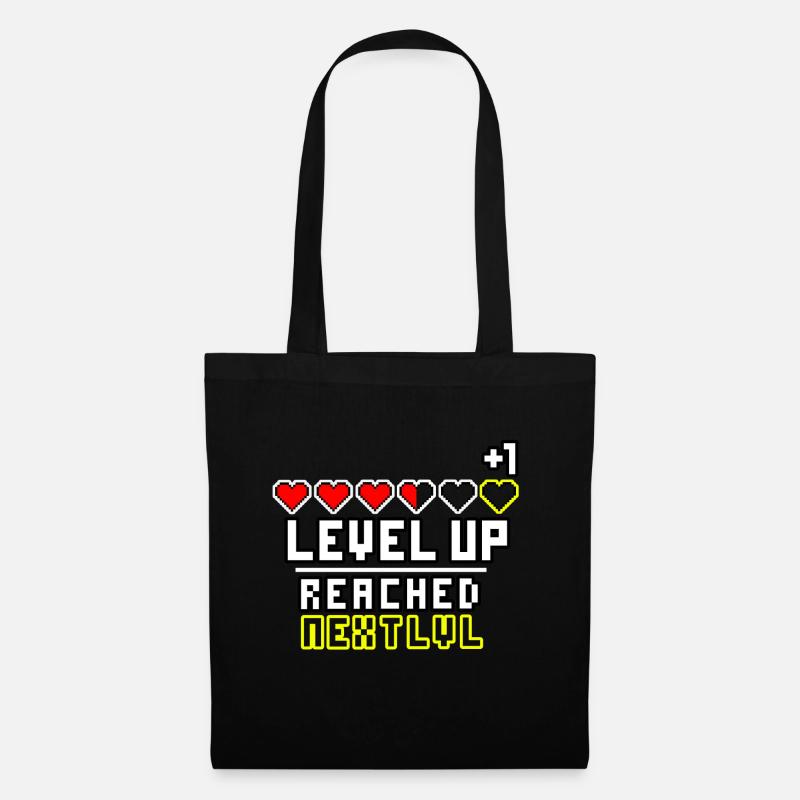 Level Up Reached Next LVL - Stoffbeutel - Schwarz