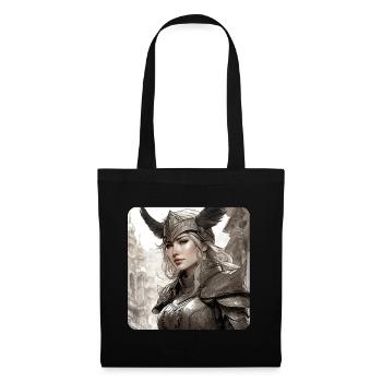 Fantasy Anime Fille Viking Germanique Trigues Moyen Âge - Sac en tissu - noir - Devant