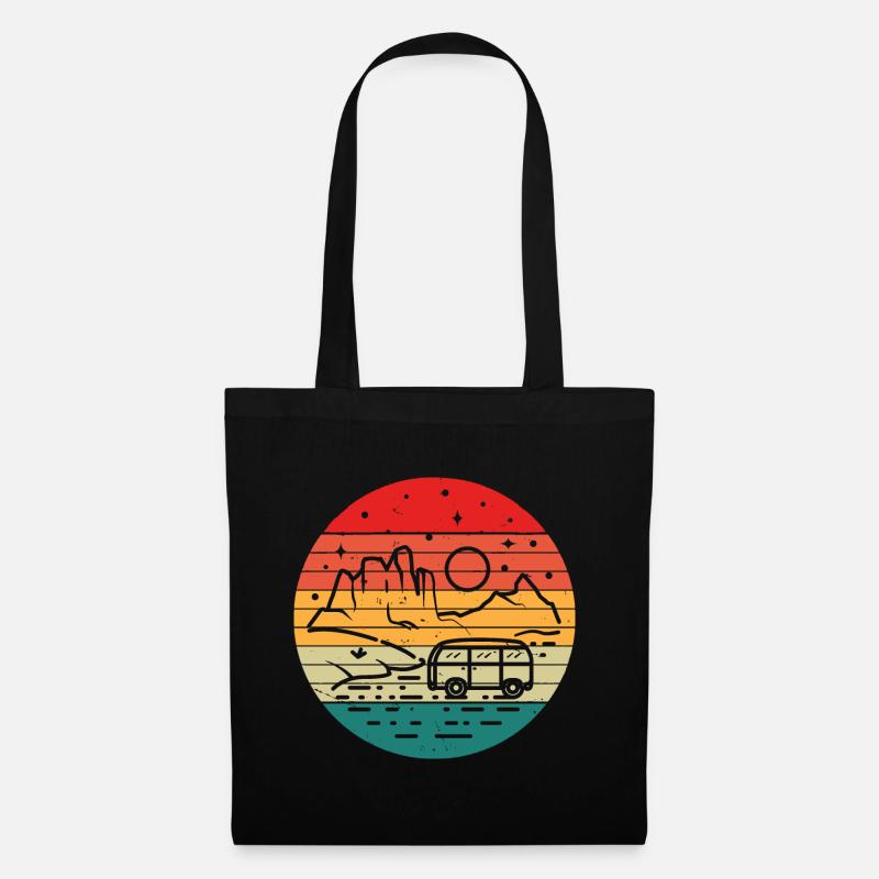 Retro Camper Bus Caravan Vintage Camper Graphic - Tote Bag - black