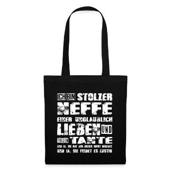stolzer Neffe einer wundervollen und tollen Tante - Stoffbeutel - Schwarz - Vorne