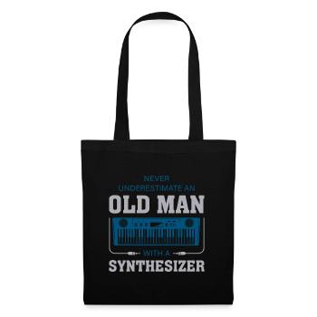 Old man Synthesizer Musiker Musik keyboard - Stoffbeutel - Schwarz - Vorne