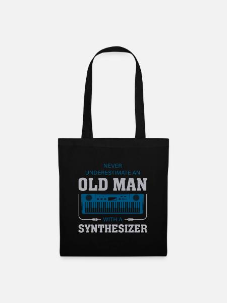 Old man Synthesizer Musiker Musik keyboard - Stoffbeutel - Schwarz