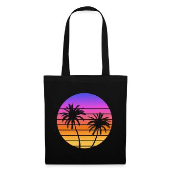 Palmiers Coucher soleil Synthwave - Sac en tissu - noir - Devant