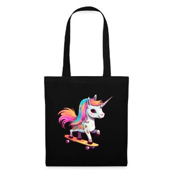 Licorne sur une planche à roulettes - Sac en tissu - noir - Devant