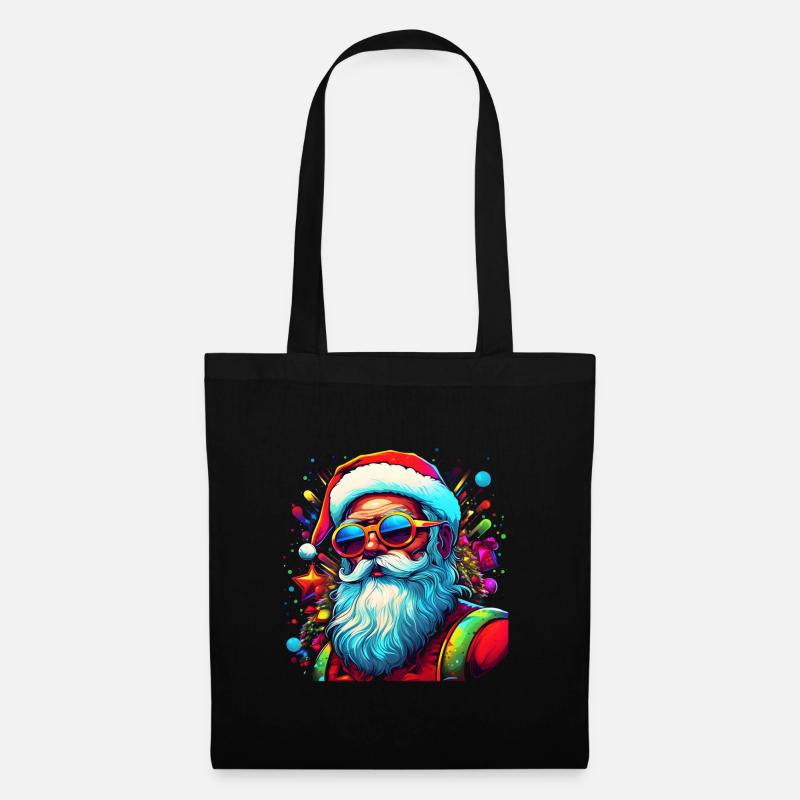 Weihnachtsmann, Ugly Christmas - Stoffbeutel - Schwarz