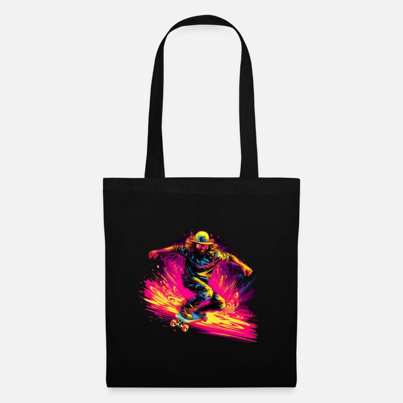 Skateboarder Neon Stil - Stoffbeutel - Schwarz